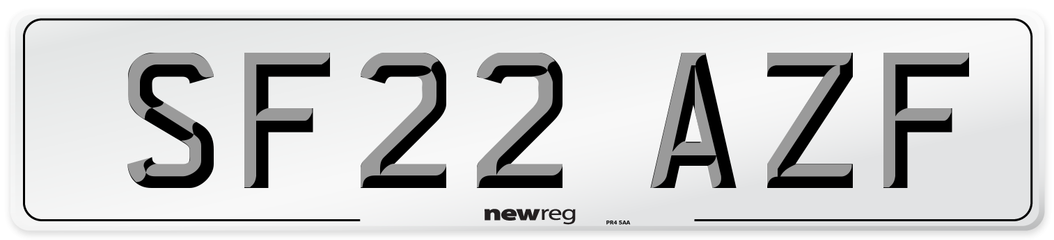 SF22 AZF Number Plate from New Reg